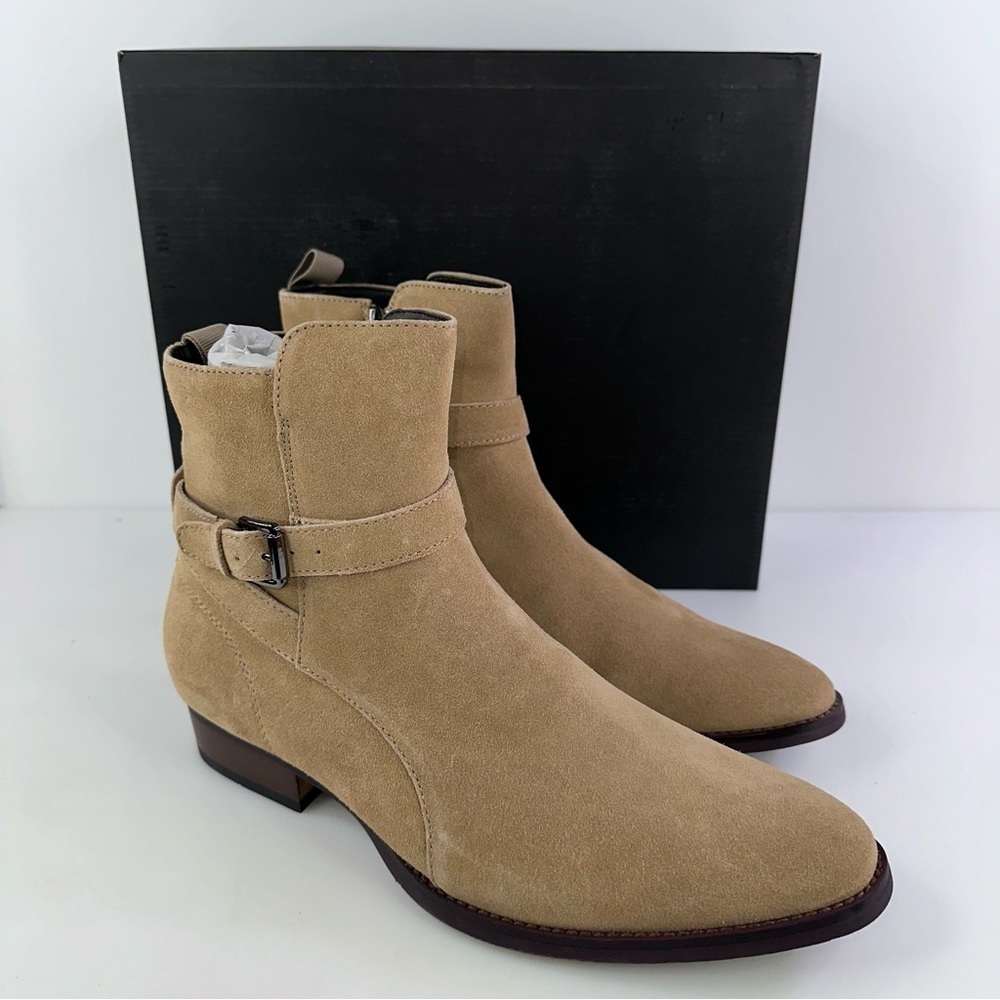 INC International Concepts Men's Dario Suede Buckle Boots Beige New Size 10.5M